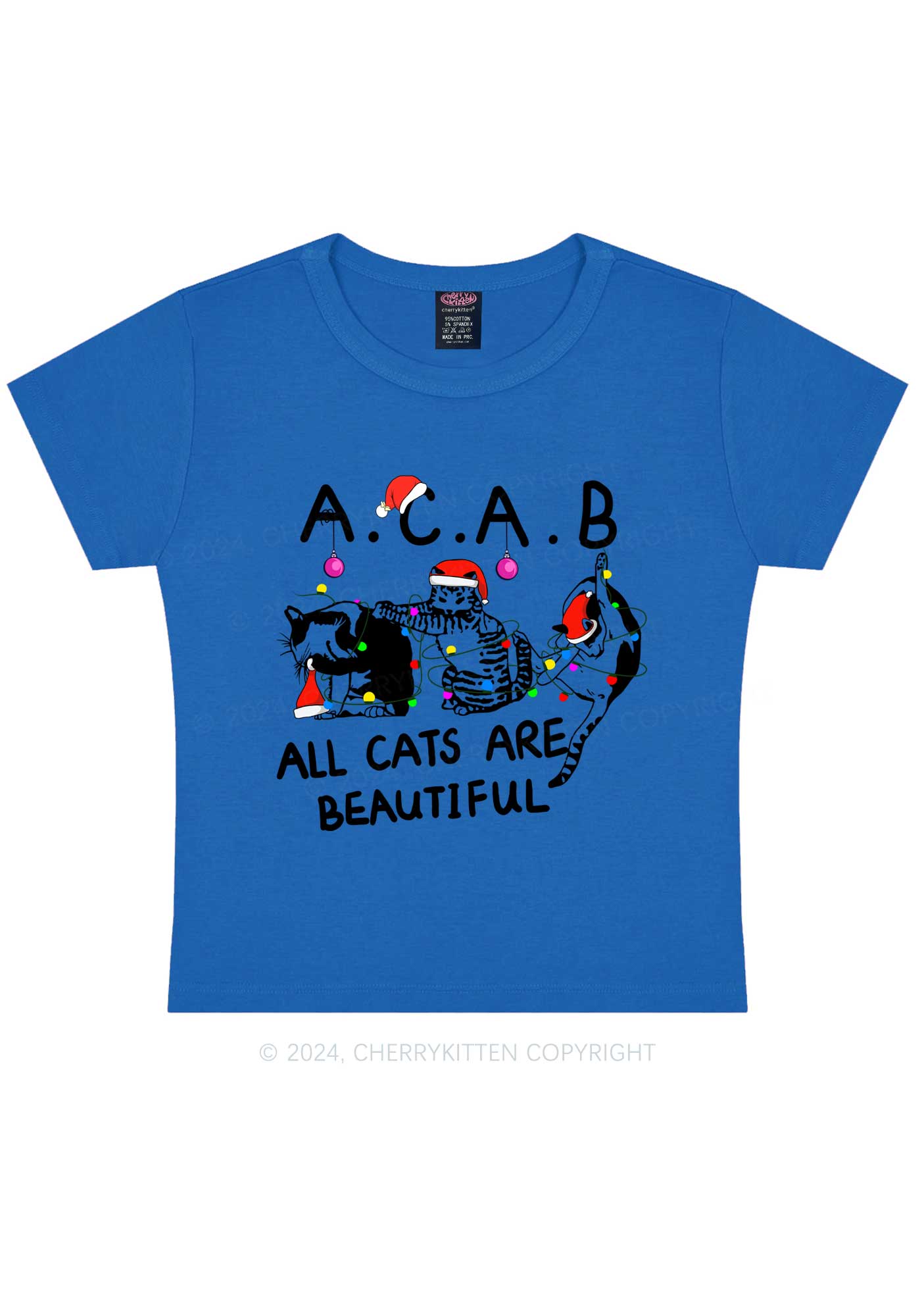 Christmas ACAB Cats Y2K Baby Tee Cherrykitten