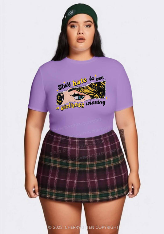 Curvy Girlboss Winning Y2K Baby Tee Cherrykitten