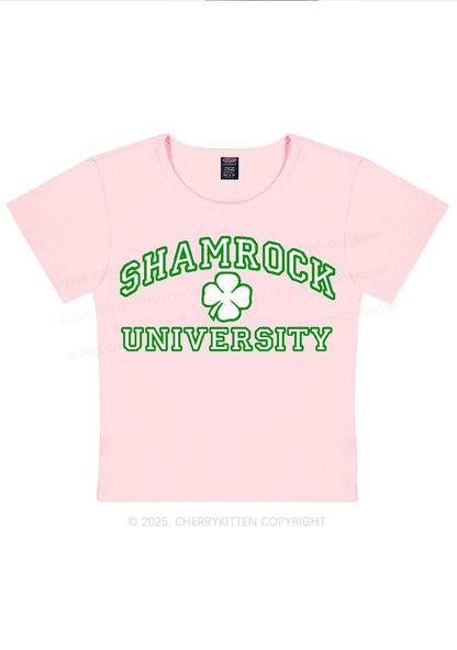 Shamrock University St Patricks Y2K Baby Tee Cherrykitten