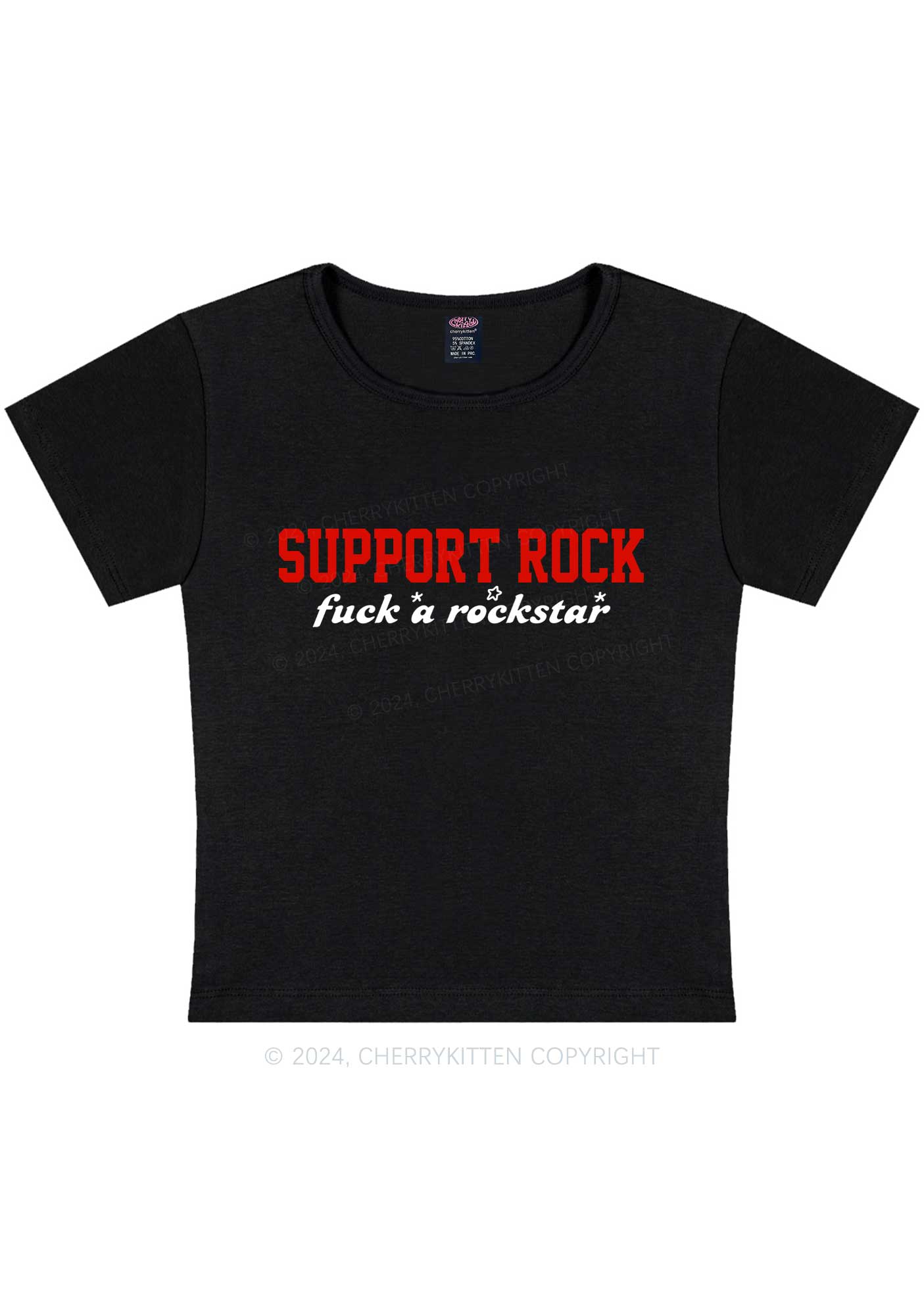 Curvy Support Rock Y2K Baby Tee Cherrykitten