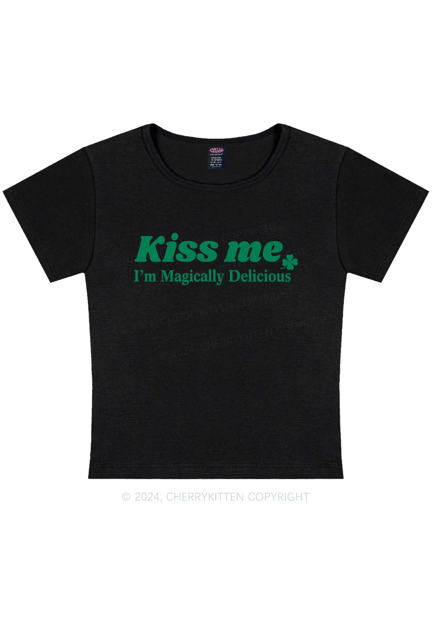 Im Magically Delicious St Patricks Y2K Baby Tee Cherrykitten