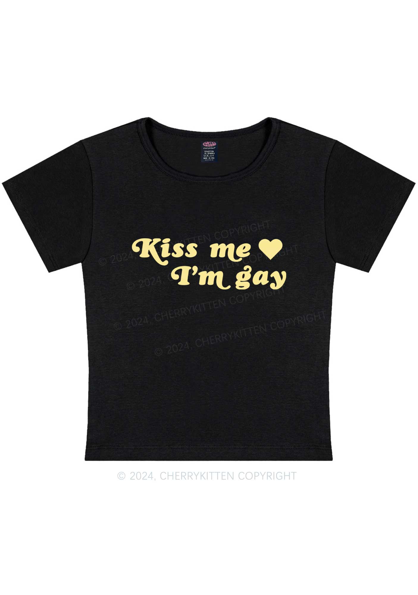 Curvy Kiss Me I’m Gay Y2K Baby Tee Cherrykitten