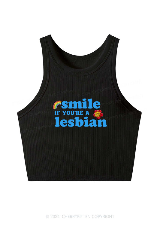 Lesbian Smile Y2K Crop Tank Top Cherrykitten