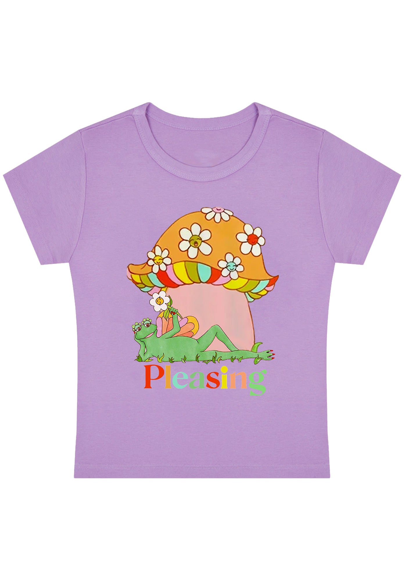 Curvy Pleasing Flowers Mushroom Frog Baby Tee