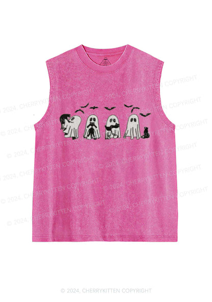 Halloween Ghost Cat Y2K Washed Tank Cherrykitten