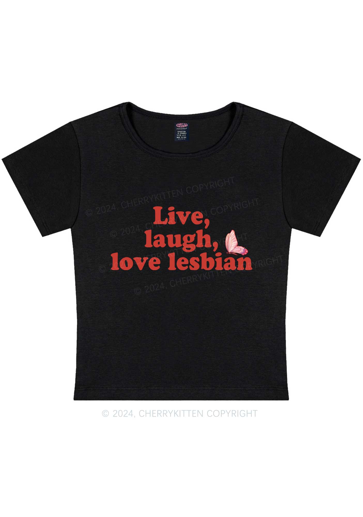 Live Laugh Love Lesbian Y2K Baby Tee Cherrykitten