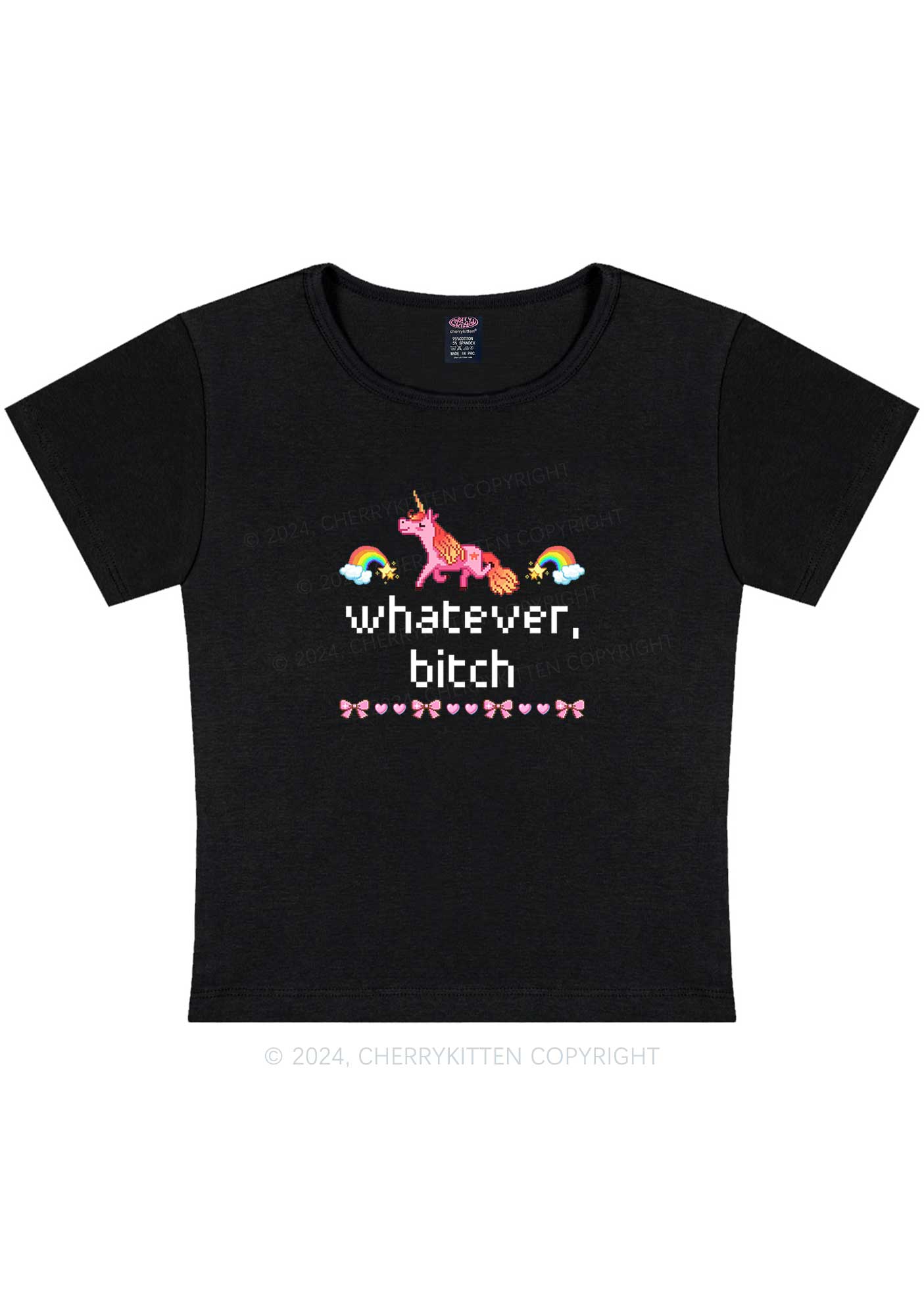 Curvy Unicorn Whatever Bxxch Y2K Baby Tee Cherrykitten