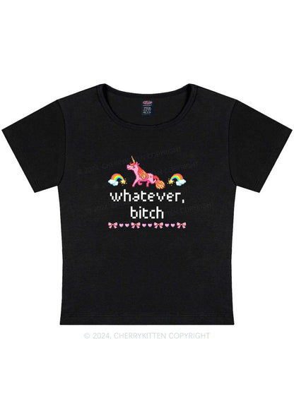 Curvy Unicorn Whatever Bxxch Y2K Baby Tee Cherrykitten