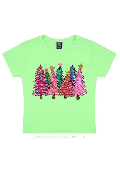 Christmas Pink Tree Y2K Baby Tee Cherrykitten