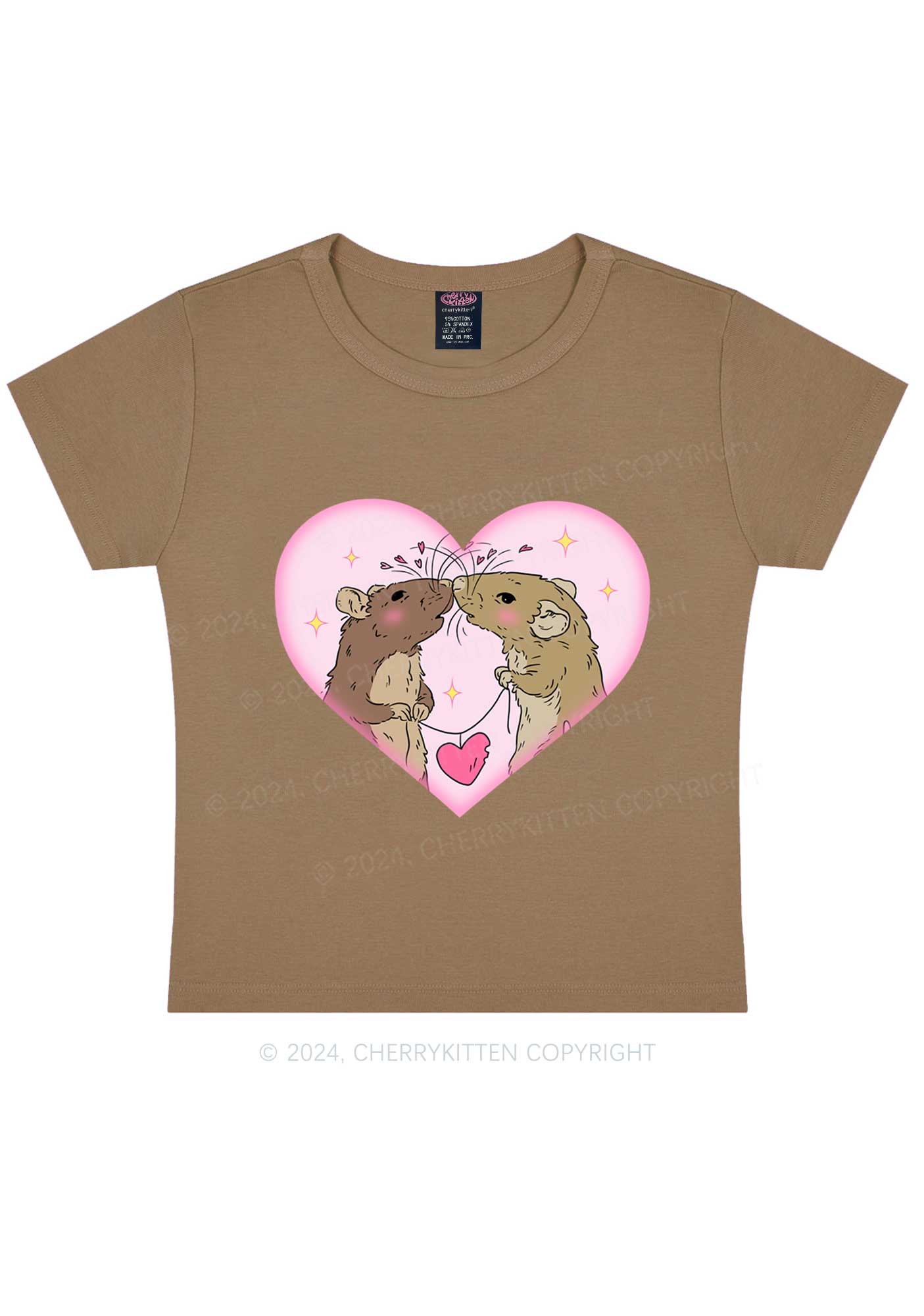 Two Rats Kiss Y2K Valentine's Day Baby Tee Cherrykitten