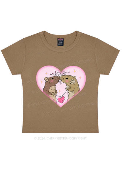 Two Rats Kiss Y2K Valentine's Day Baby Tee Cherrykitten