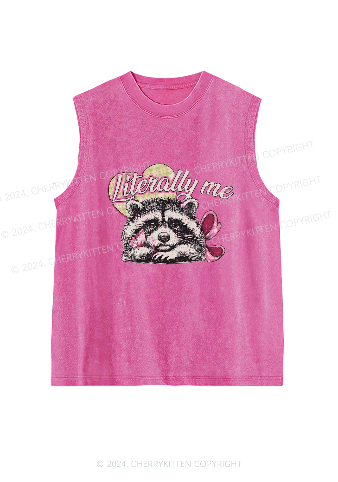 Literally Me Raccoon Y2K Washed Tank Cherrykitten