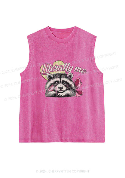 Literally Me Raccoon Y2K Washed Tank Cherrykitten