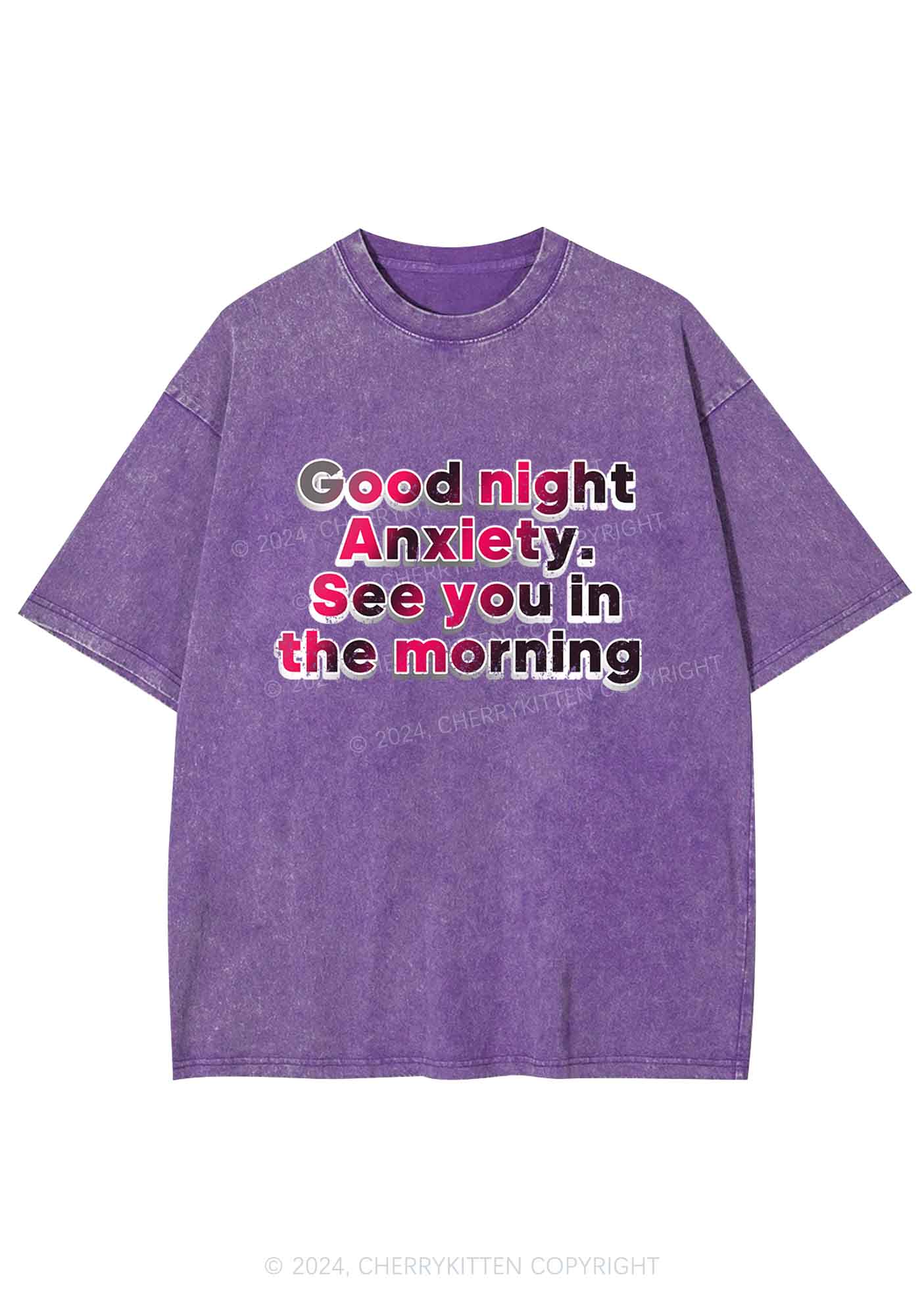 Good Night Anxiety Y2K Washed Tee Cherrykitten