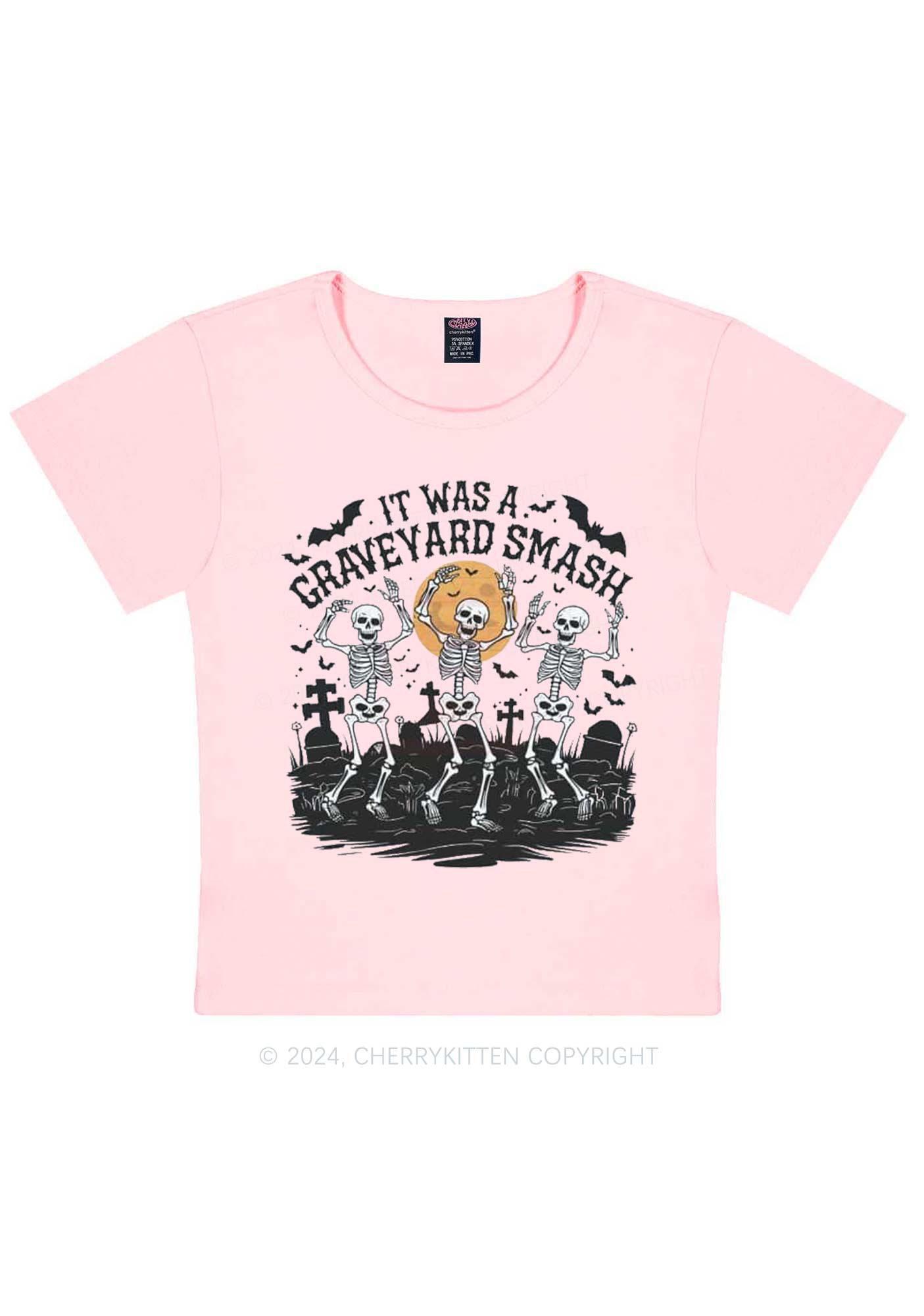 Halloween Graveyard Smash Y2K Baby Tee Cherrykitten