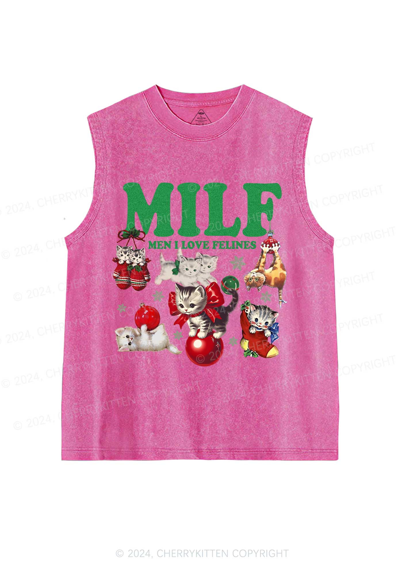 Christmas Cat Mxxf Y2K Washed Tank Cherrykitten