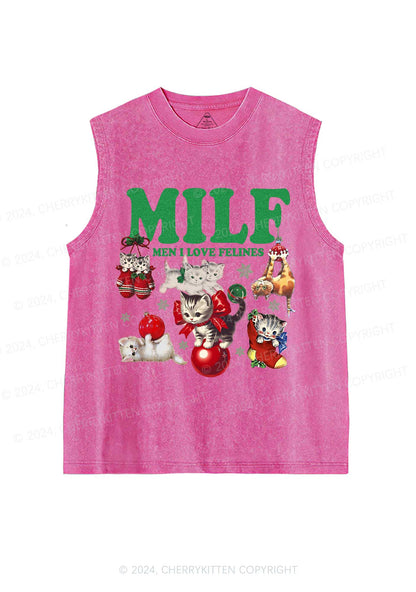 Christmas Cat Mxxf Y2K Washed Tank Cherrykitten