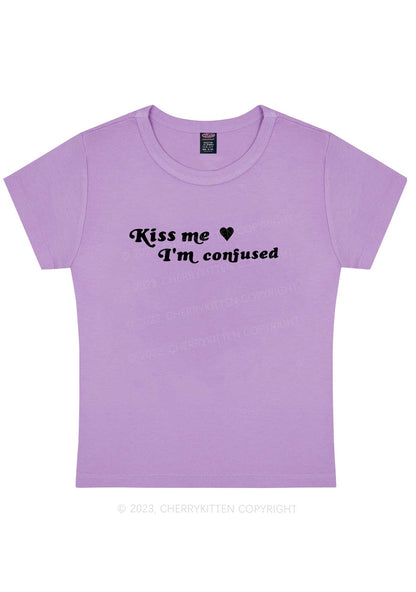 Curvy Kiss Me I'm Confused Y2K Baby Tee Cherrykitten