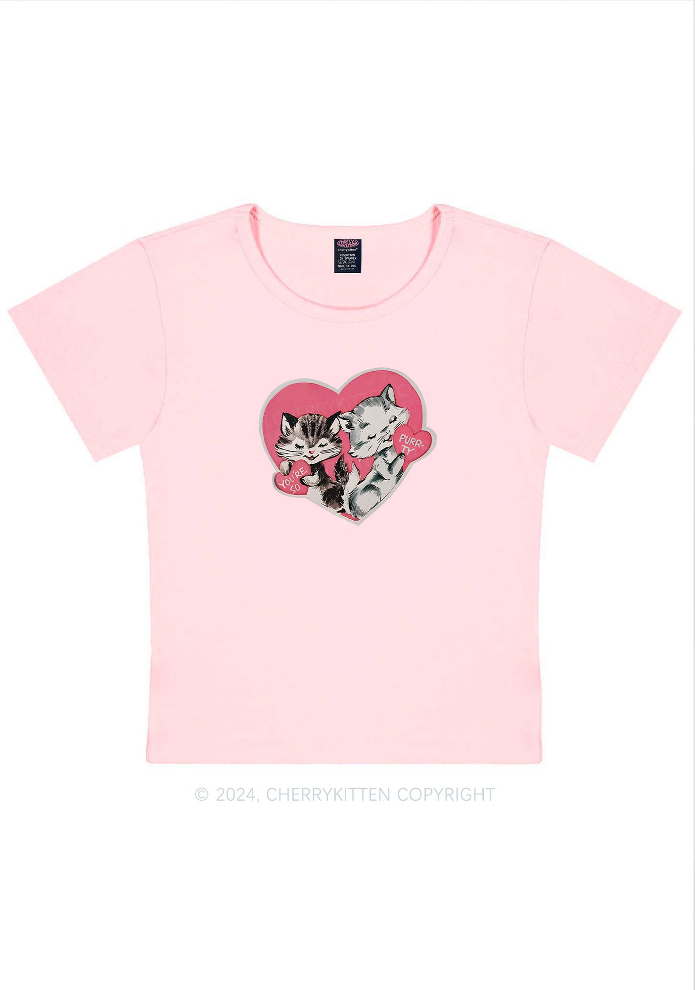 You Are So Purrty Y2K Valentine's Day Baby Tee Cherrykitten