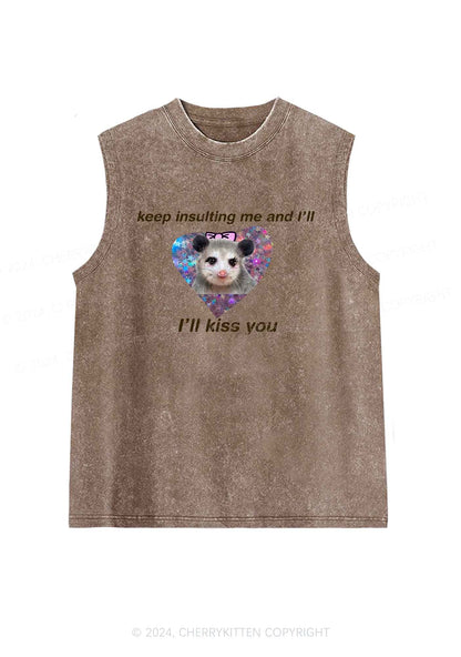 Keep Insulting Me And I'll Kiss You Y2K Washed Tank Cherrykitten