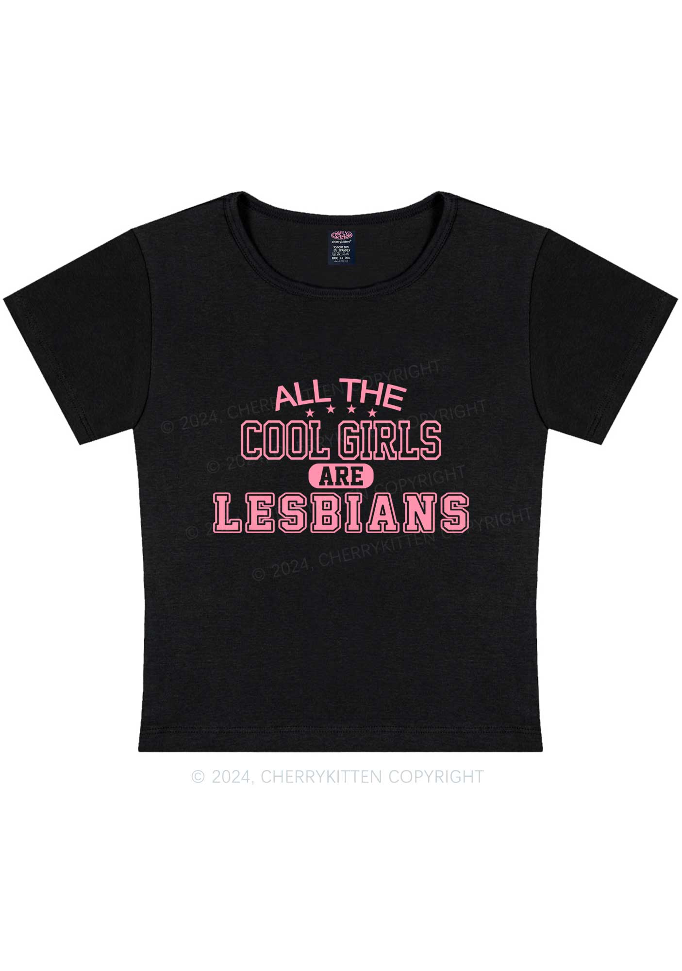 Cool Girls Are Lesbians Y2K Baby Tee Cherrykitten