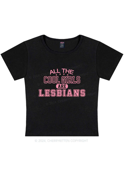 Cool Girls Are Lesbians Y2K Baby Tee Cherrykitten