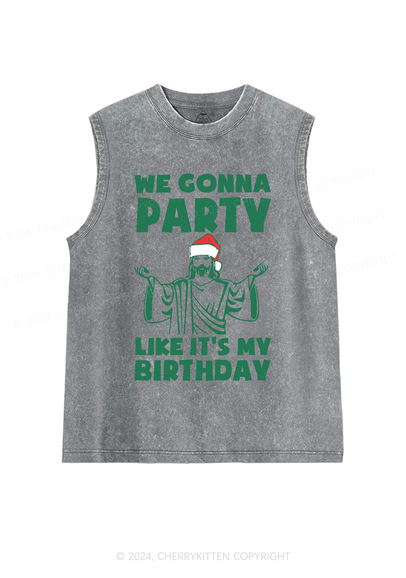 Christmas We Gonna Party Y2K Washed Tank Cherrykitten