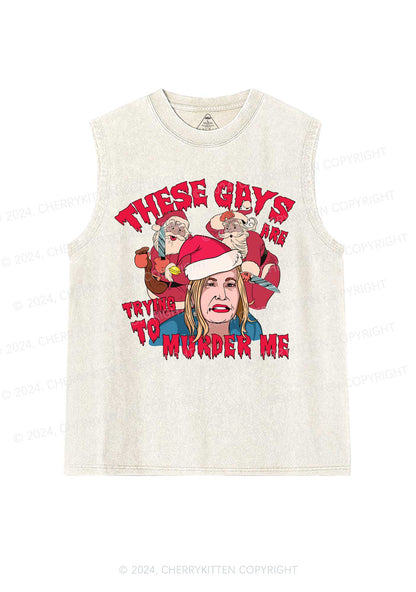 Christmas Gays Murder Me Y2K Washed Tank Cherrykitten