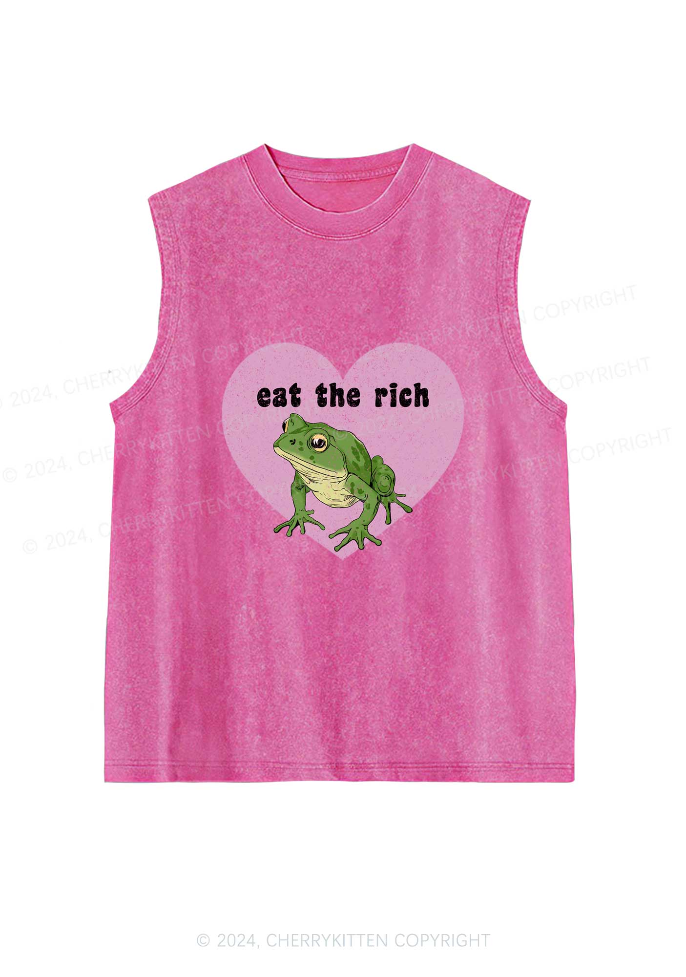 Eat The Rich Frog Y2K Washed Tank Cherrykitten