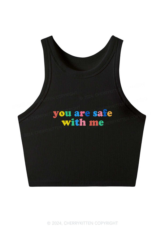 You Are Safe With Me Y2K Crop Tank Top Cherrykitten