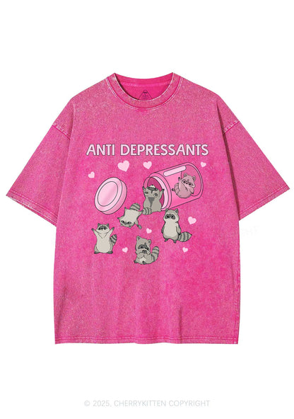 Anti Depressants Raccoon Y2K Washed Tee Cherrykitten