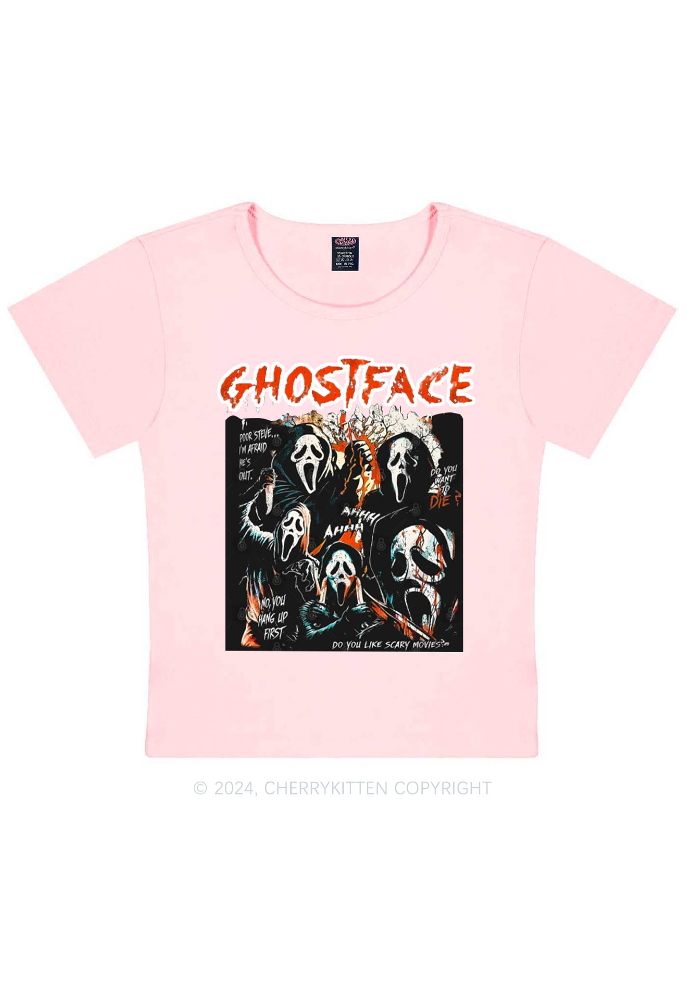 Halloween Scream Ghost Y2K Baby Tee Cherrykitten