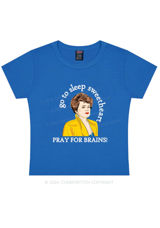 Pray For Brains Y2K Baby Tee Cherrykitten