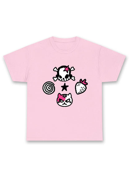 Skull Strawberry Cat Stars Chunky Shirt