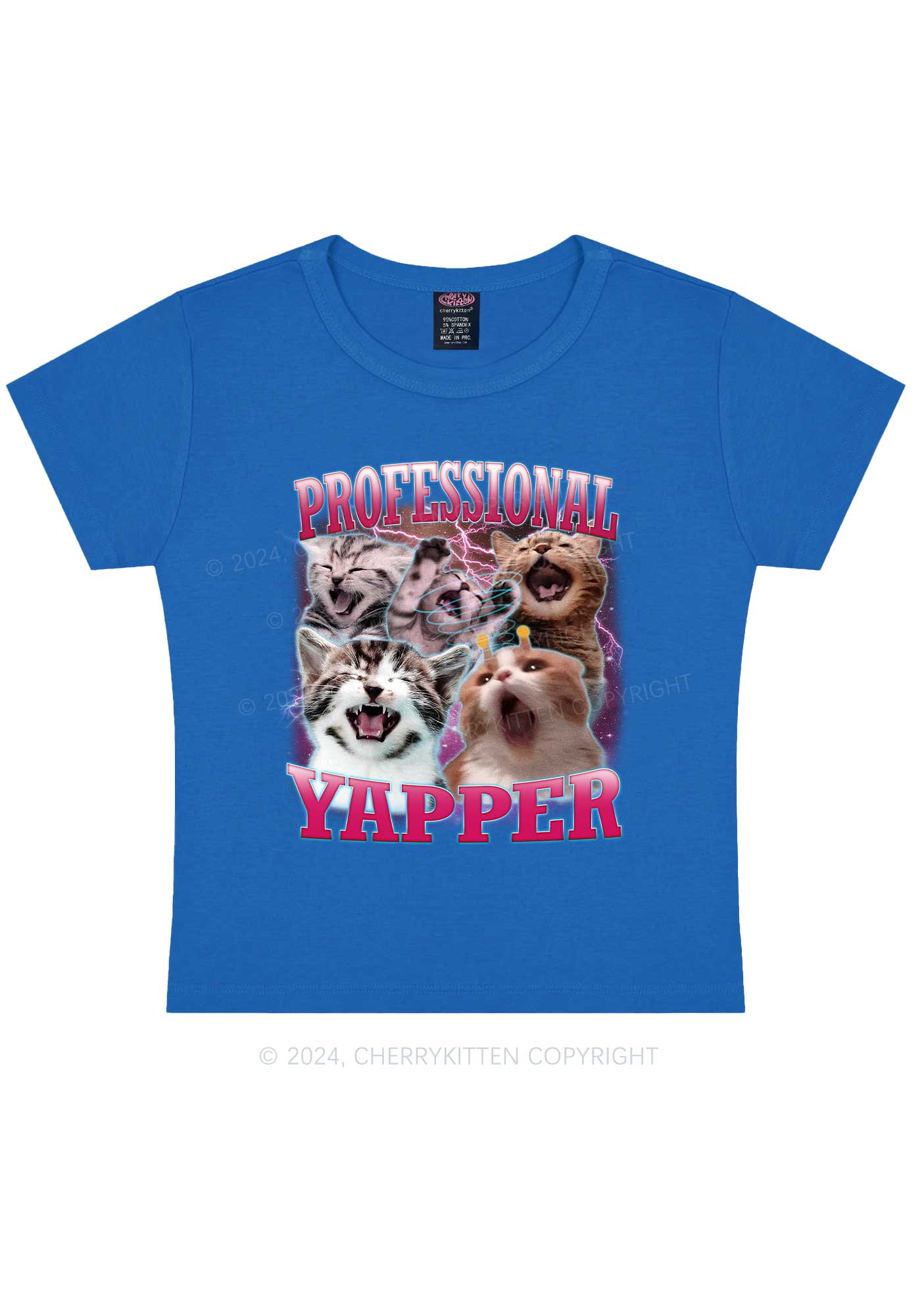 Professional Yapper Cat Y2K Baby Tee Cherrykitten