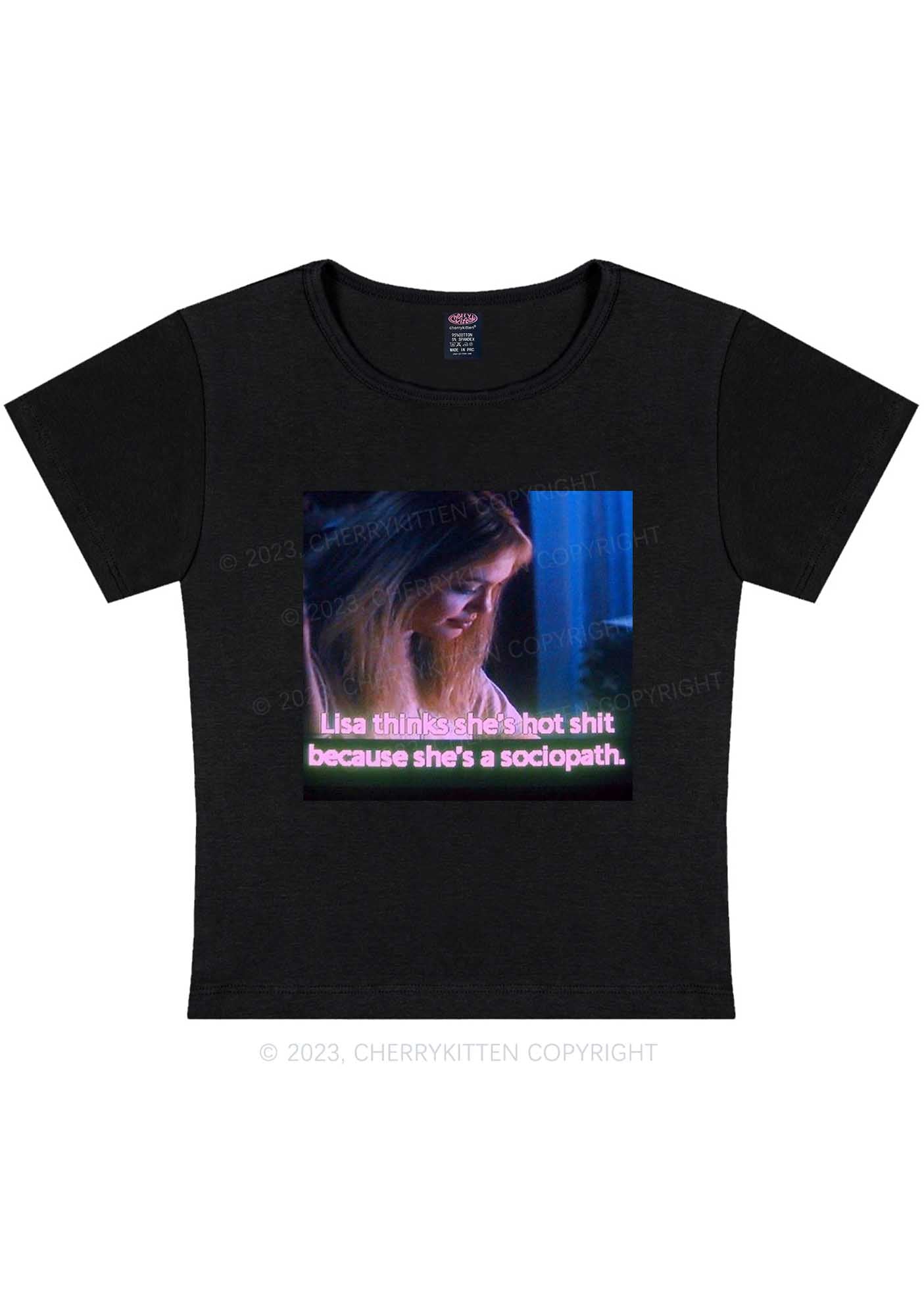 Curvy She's A Sociopath Y2K Baby Tee Cherrykitten