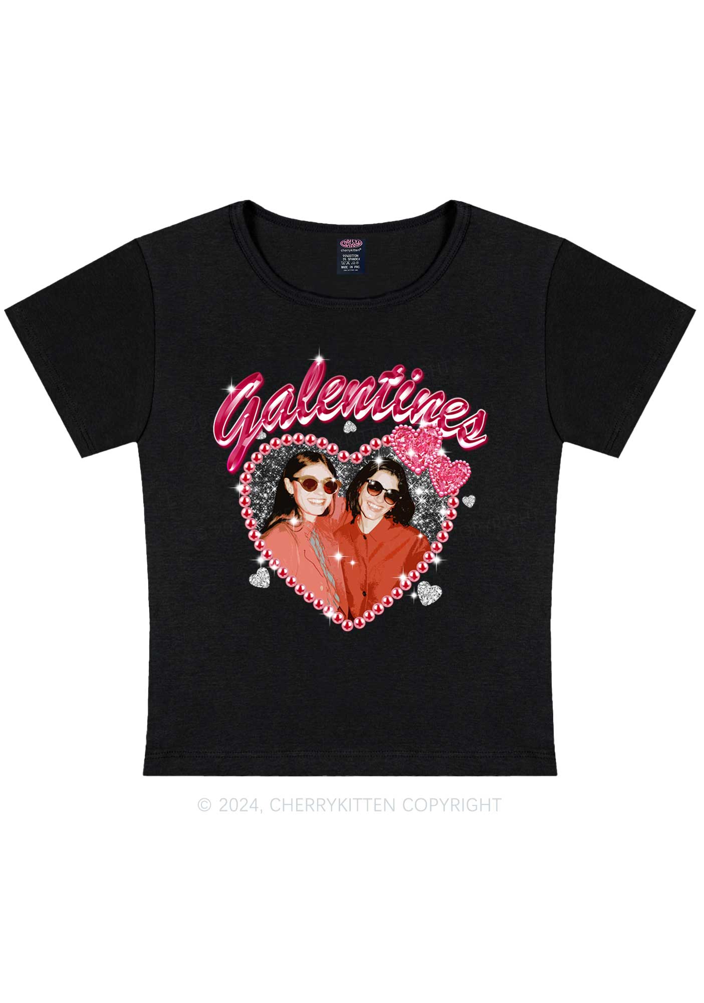 Custom Galentines Photo Y2K Valentine's Day Baby Tee Cherrykitten