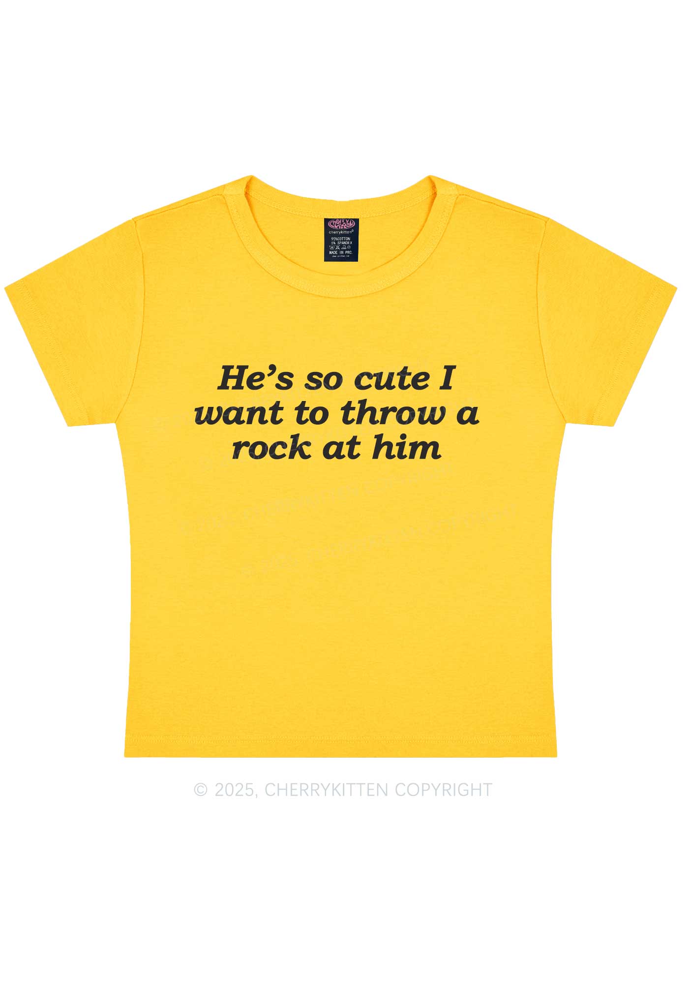 Throw A Rock At Him Y2K Baby Tee Cherrykitten