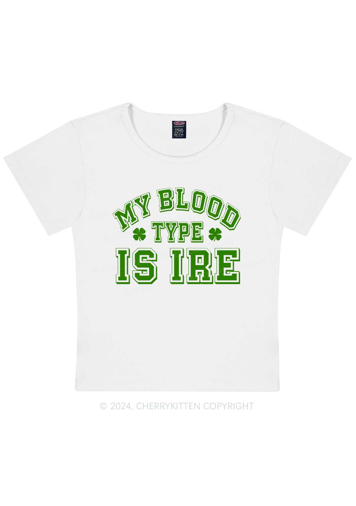 Blood Type Is Ire St Patricks Y2K Baby Tee Cherrykitten