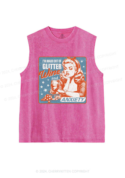 Glitter Wine And Anxiety Y2K Washed Tank Cherrykitten