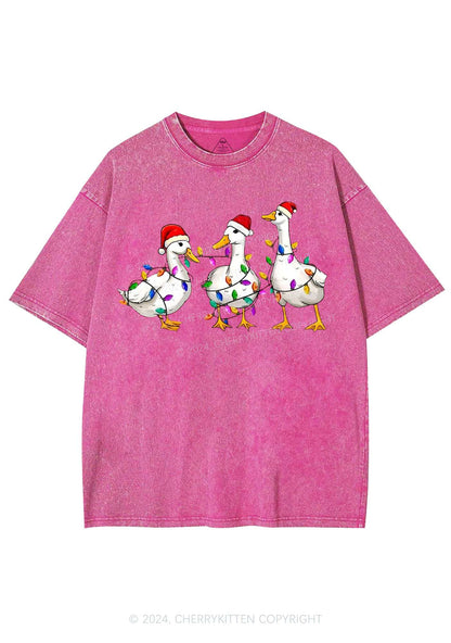 Christmas Santa Duck Y2K Washed Tee Cherrykitten