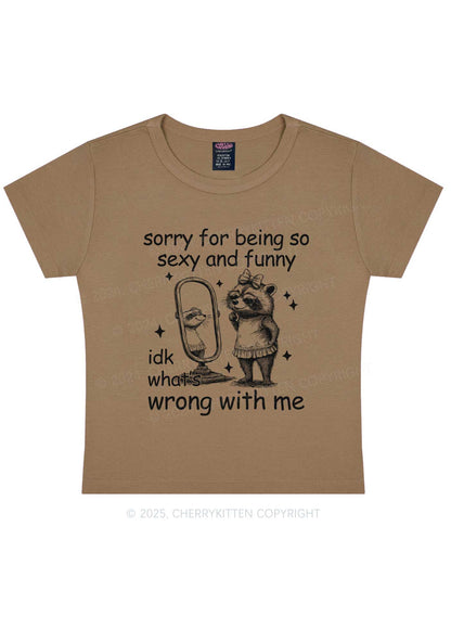 So Funny Raccoon Y2K Baby Tee Cherrykitten