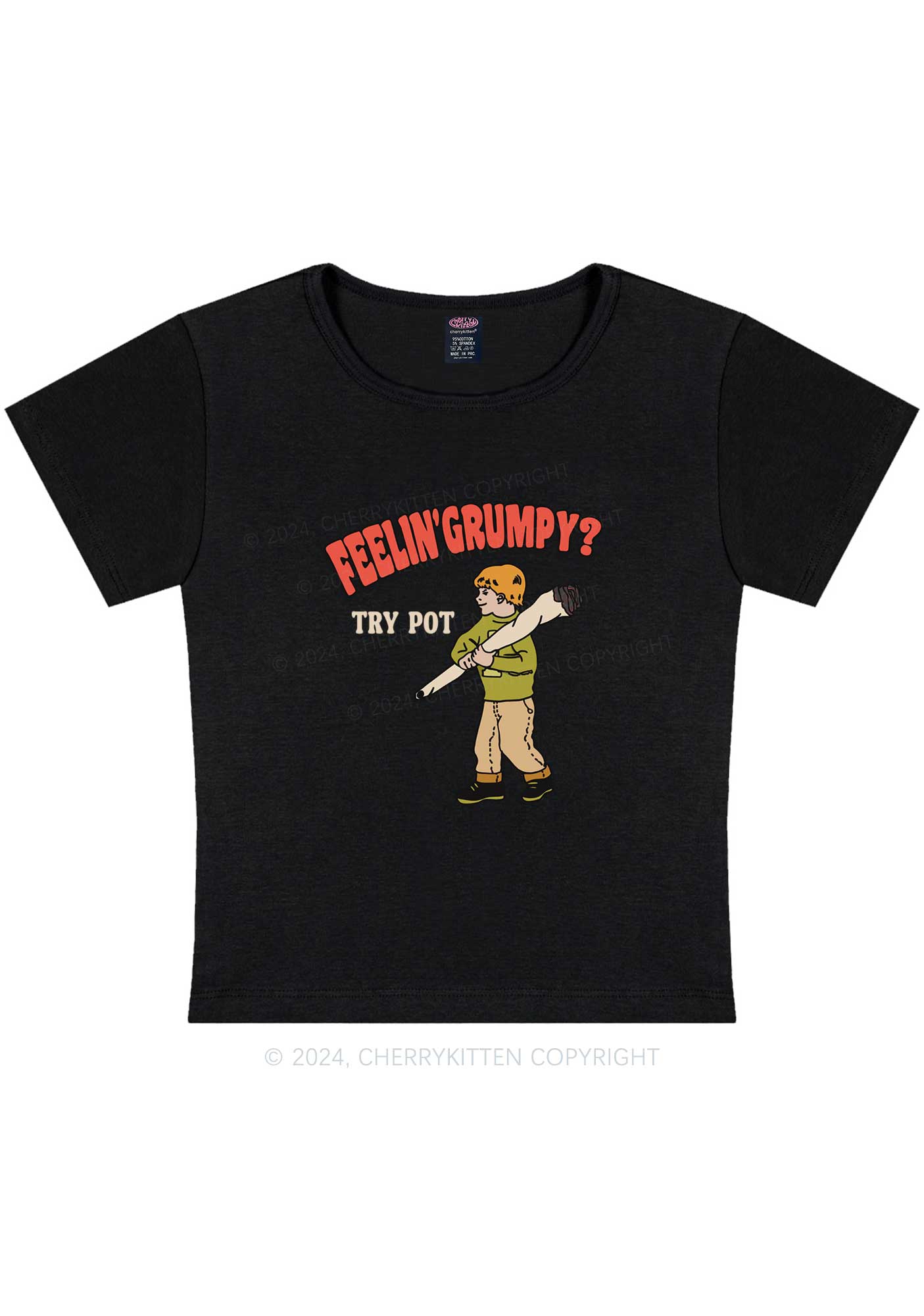 Curvy Feelin' Grumpy Y2K Baby Tee Cherrykitten