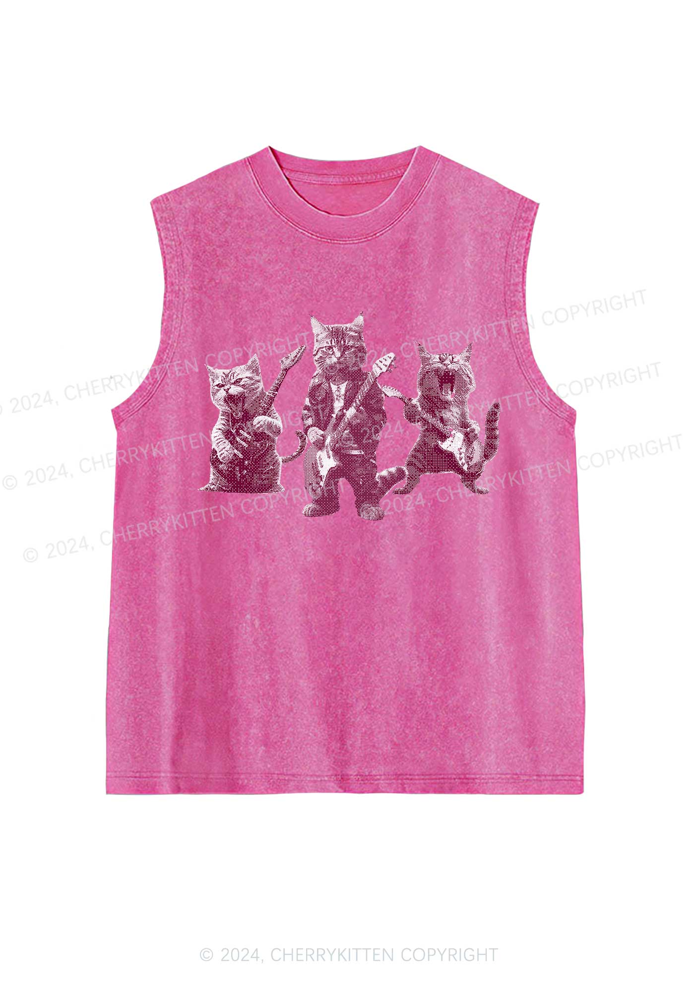 Guitar Cats Y2K Washed Tank Cherrykitten