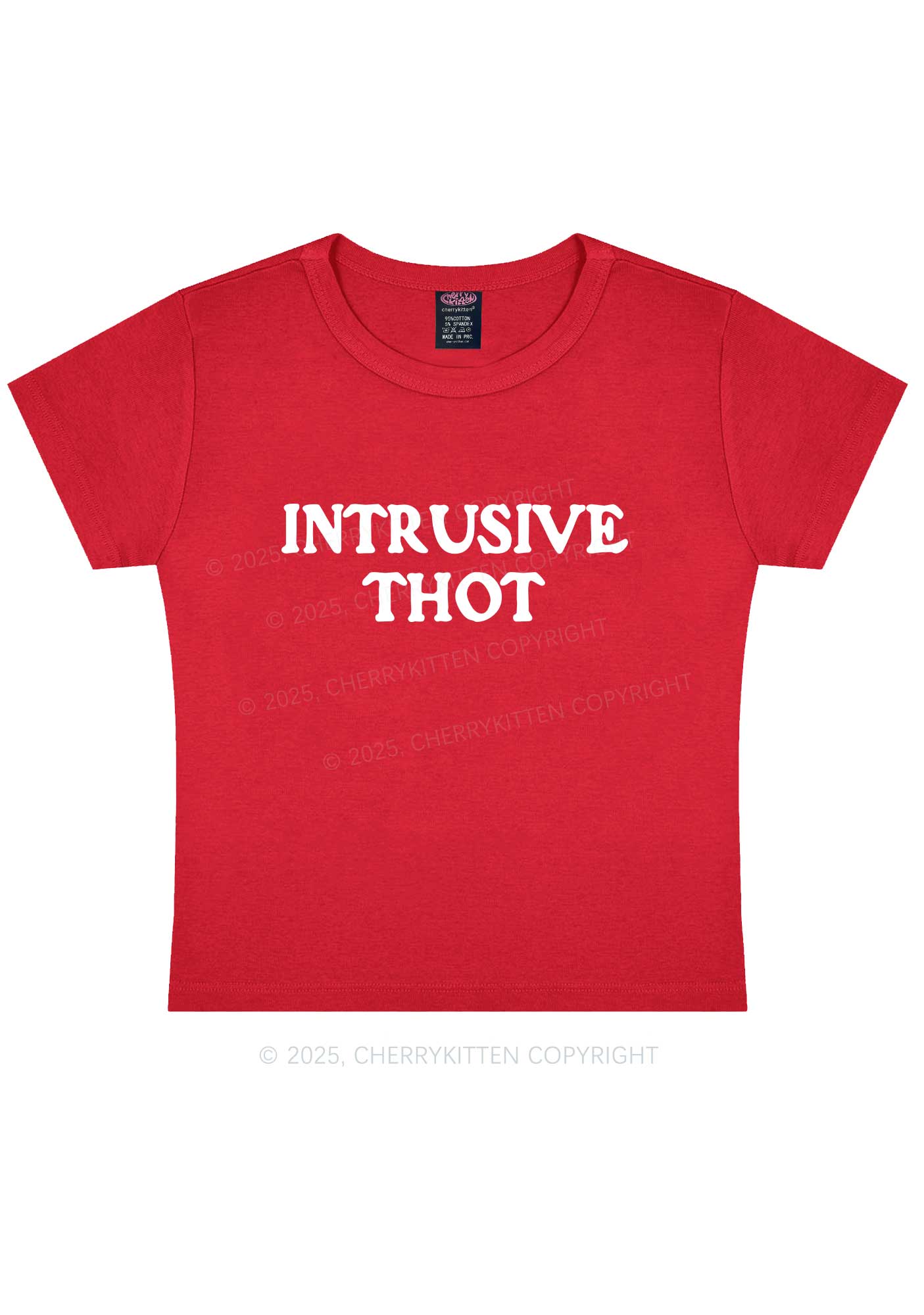 Intrusive Thot Y2K Baby Tee Cherrykitten