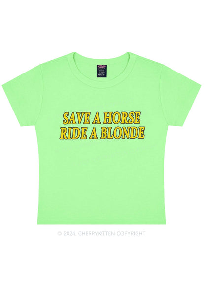 Save Horse Ride Blonde Y2K Baby Tee Cherrykitten