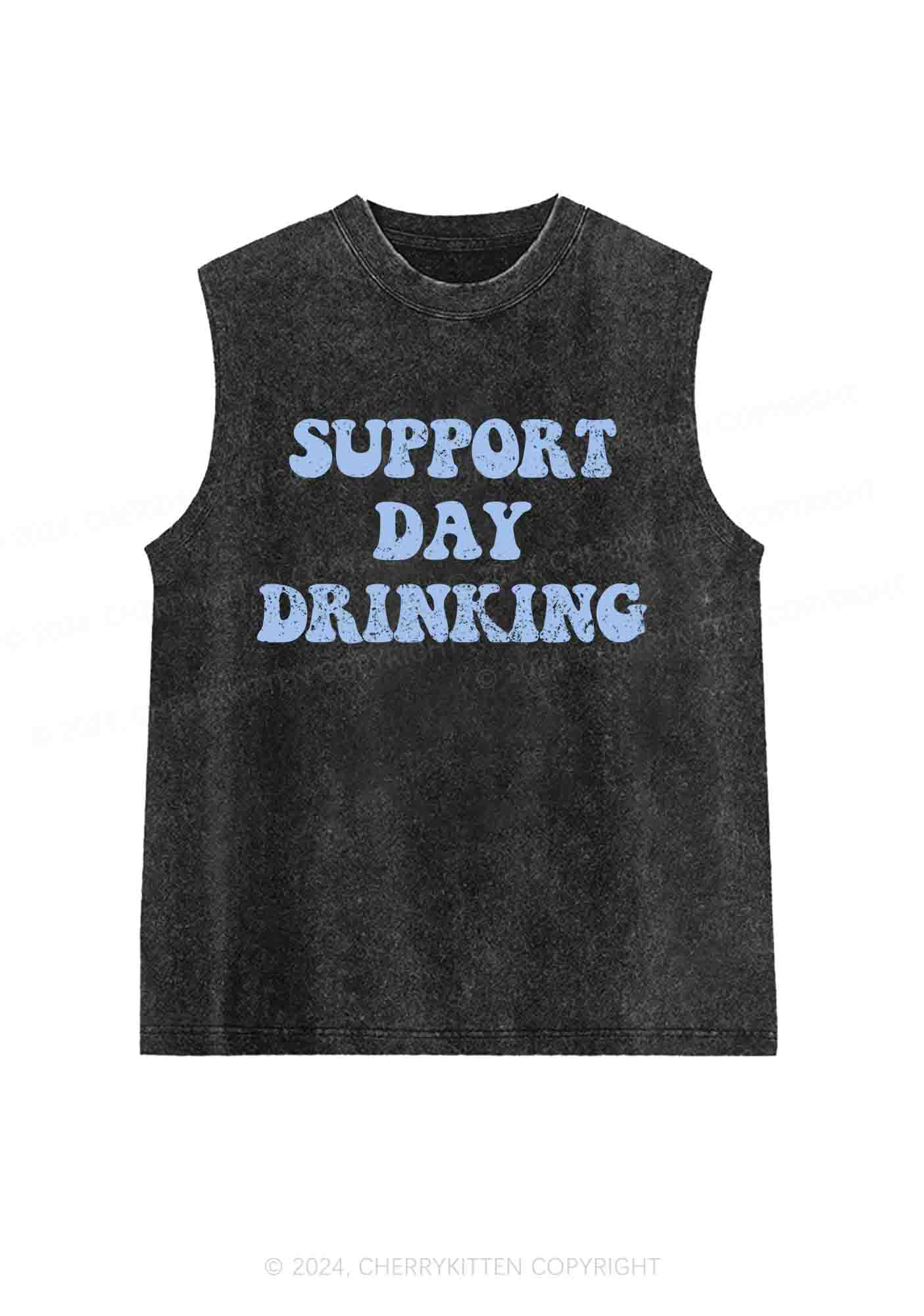 Support Day Drinking Y2K Washed Tank Cherrykitten