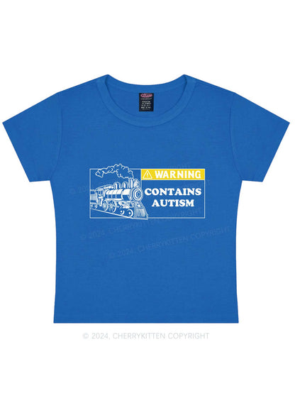 Warning Contains Autism Y2K Baby Tee Cherrykitten