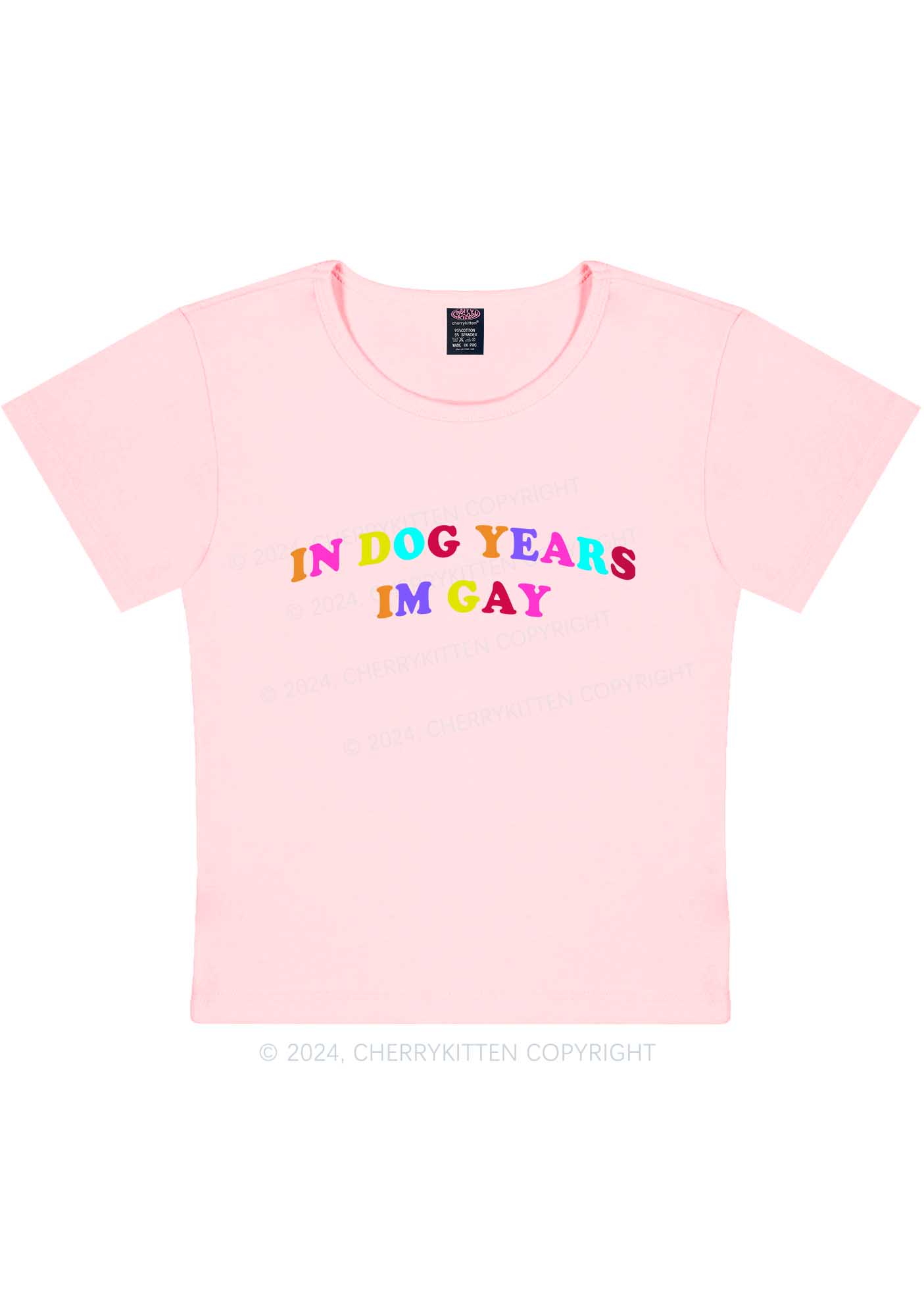 Dog Years Gay Y2K Baby Tee Cherrykitten