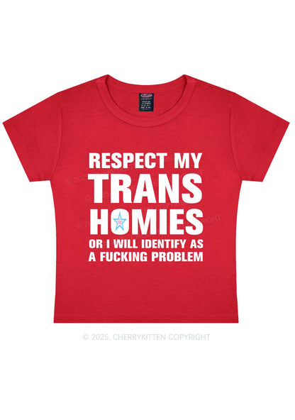 Respect My Trans Homies Y2K Baby Tee Cherrykitten